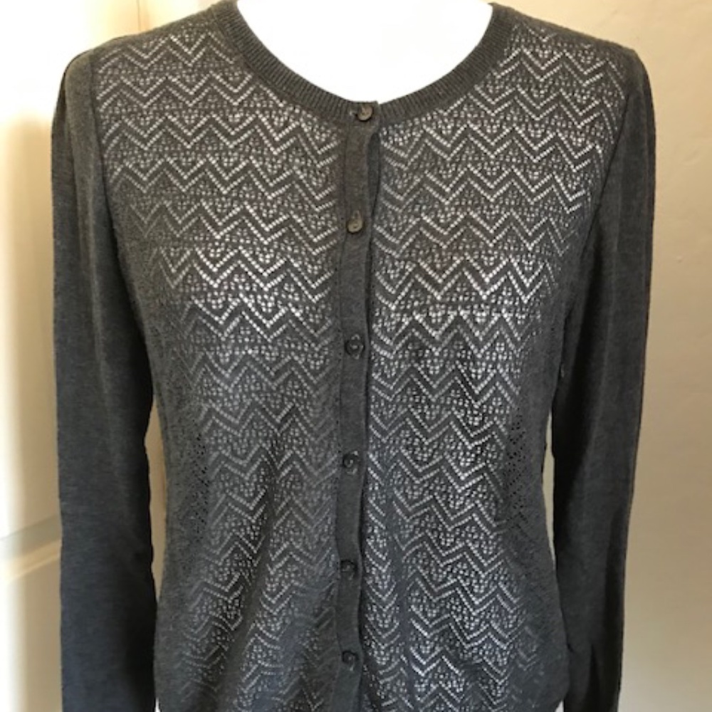 Loft Grey Open-weave Front Cardigan. Size XS.